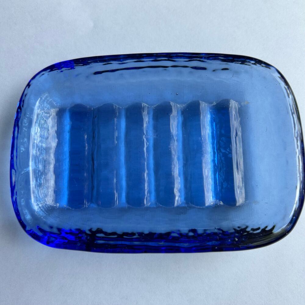 Fire and Light Cobalt Blue Soap dish recycled art glass